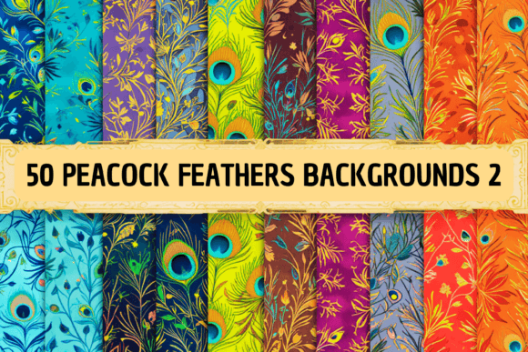 50 Peacock Feathers Backgrounds 2: A Designer's Guide