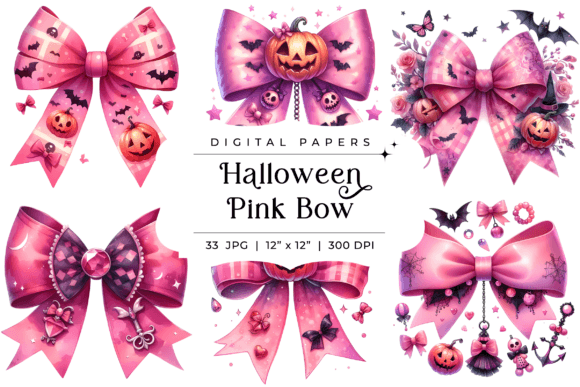 Adorable Halloween Pink Bow Backgrounds for Every Project