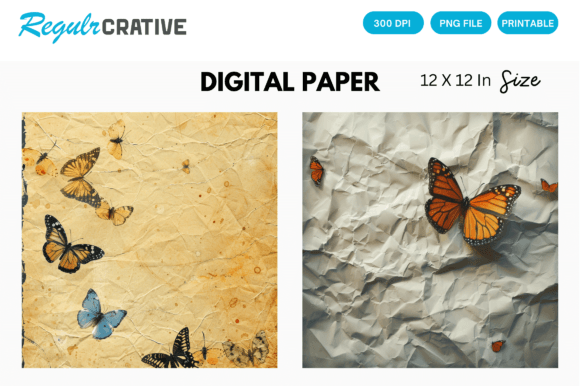 Blue Butterfly Digital Paper Backgrounds for Your Projects