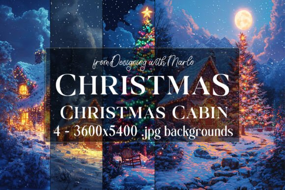 Christmas Northwoods Cabin Backgrounds 2: Elevate Your Designs