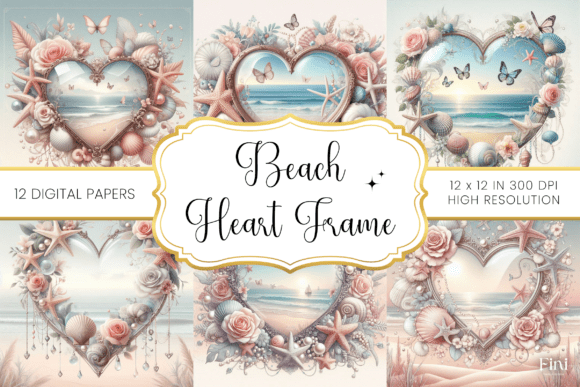 Crafting Coastal Romance with Beach Heart Frame Backgrounds