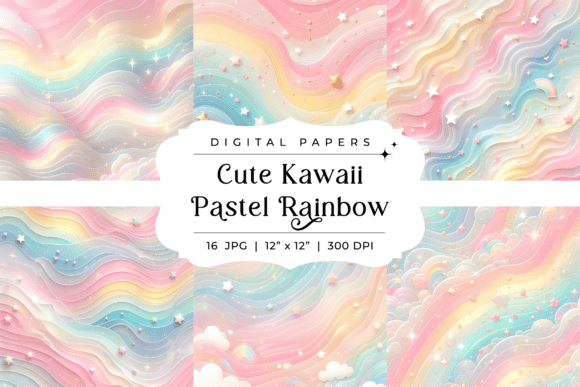 Cute Kawaii Pastel Rainbow Backgrounds: A Dreamy Design Asset