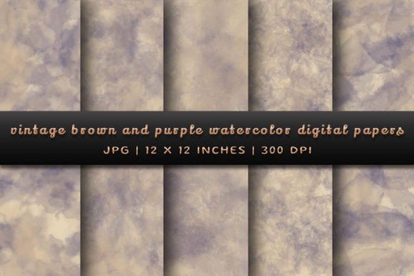 Elevate Your Designs with Vintage Brown and Purple Watercolor Digital Papers