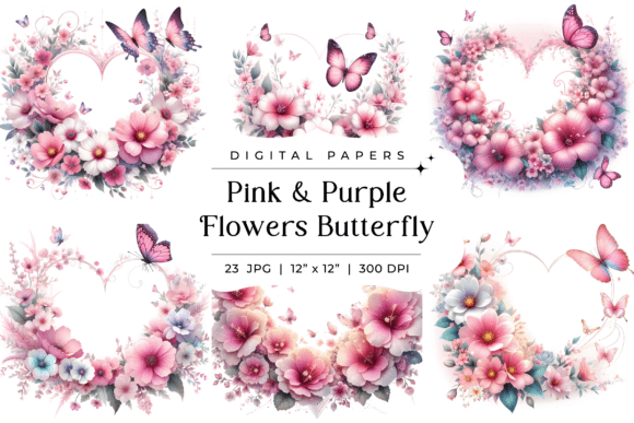 Embrace Soft Elegance with Pink Butterfly Flowers Frame Backgrounds