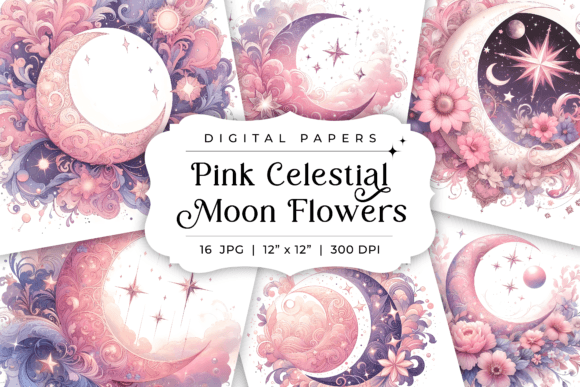 Pink Celestial Moon Flowers: A Dreamy Design Toolkit