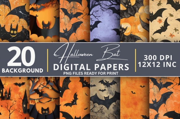 Unleash Your Dark Creativity with Halloween Bat Digital Paper Backgrounds