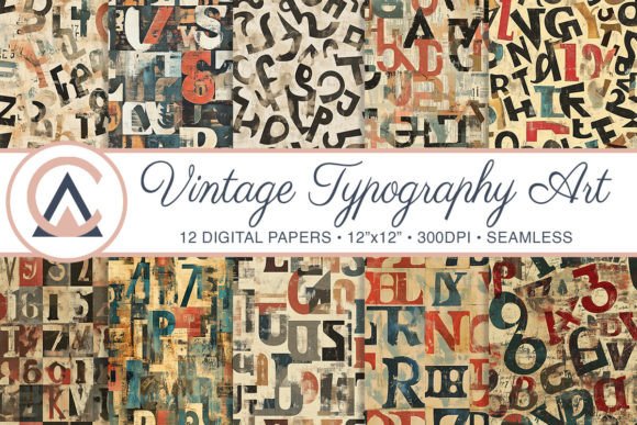 Vintage Typography Text Art Backgrounds for Creative Projects
