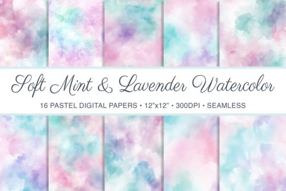 Watercolor Mint & Lavender Backgrounds for Creative Projects